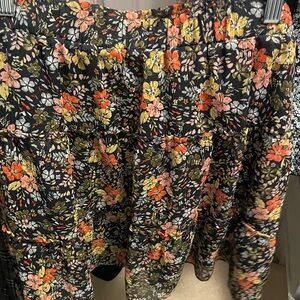 LOFT Black Skirt with Floral Design